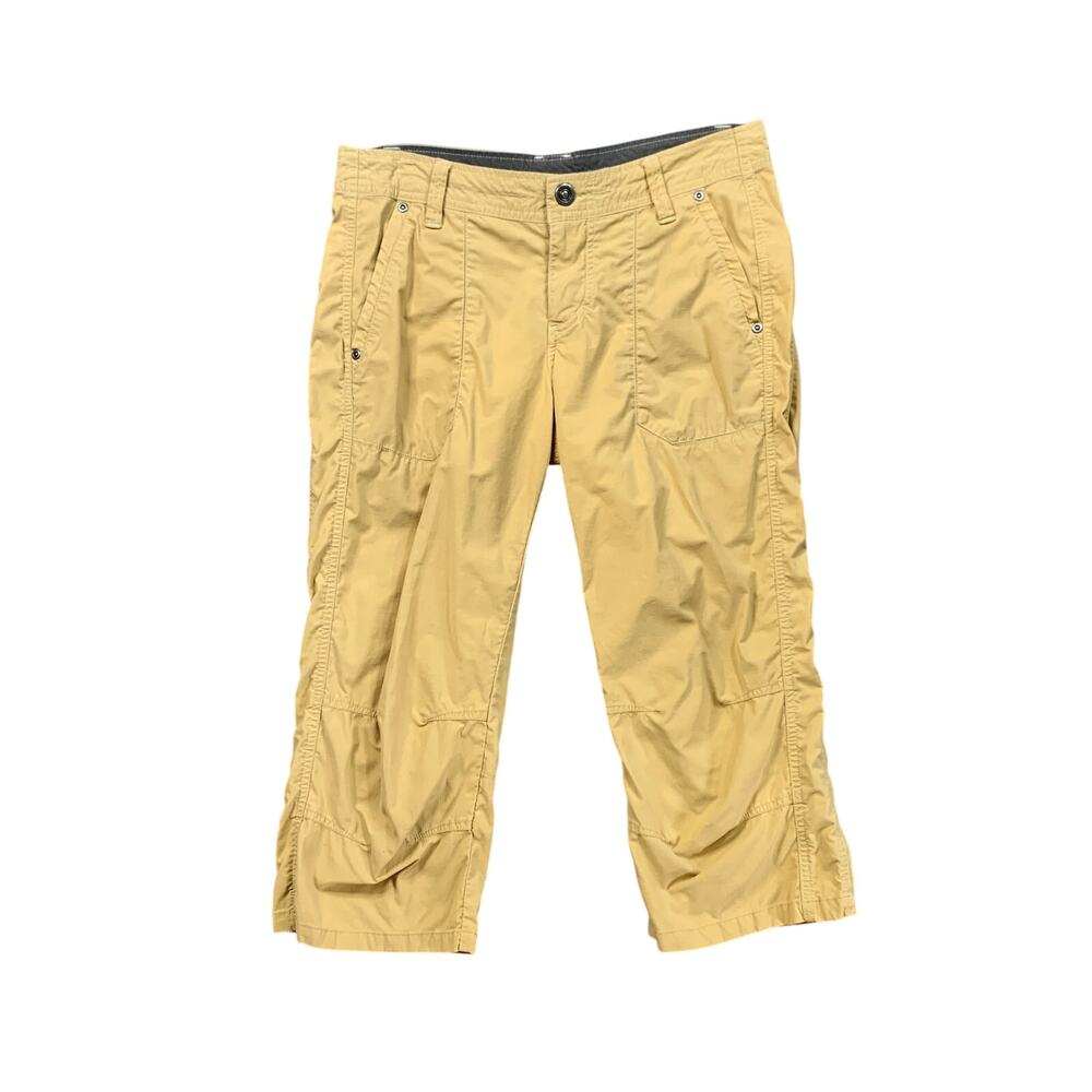 Kuhl Pants Womens 6 Mustard Cargo Capri Embroidered Back Stretch Gorpcore Hiking